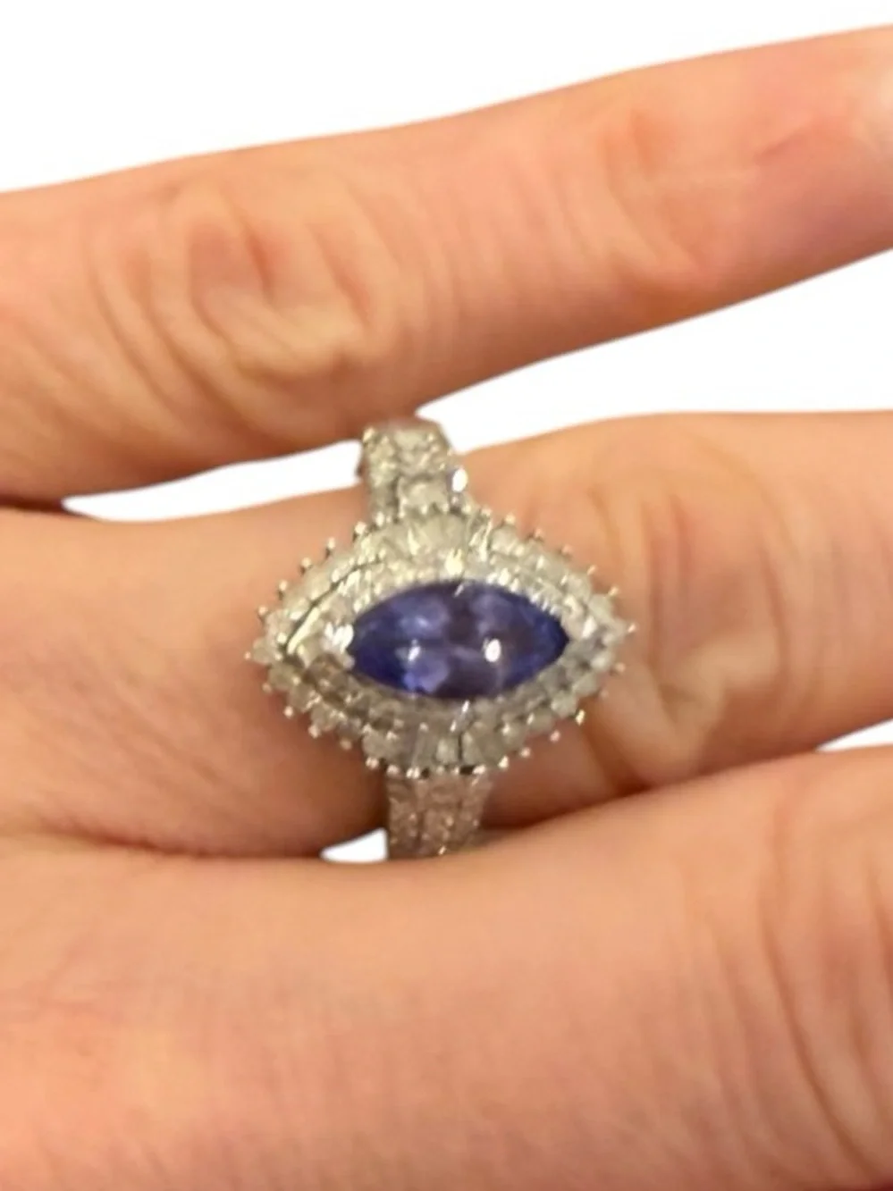 D'Joy Women’s Tanzanite/Diamond 1.50 ctw Halo Ring Sterling Silver Size 6 New